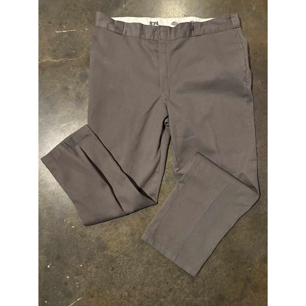 Dickies 874 Original Fit Work Pants Mens 44x30 Gray Flat Front Uniform